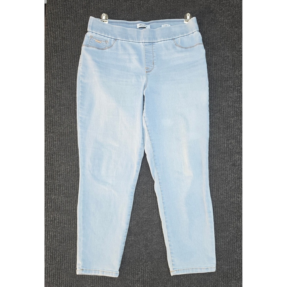 Nine West Heidi Pull On Crop Jeans Light Wash Blue Stretch Denim Size 12